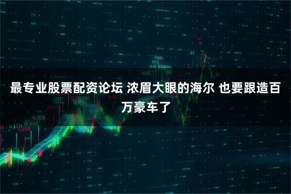 最专业股票配资论坛 浓眉大眼的海尔 也要跟造百万豪车了